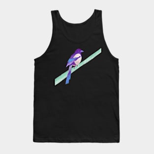 Beautiful Magpie illustration blue, green colored bird Tank Top